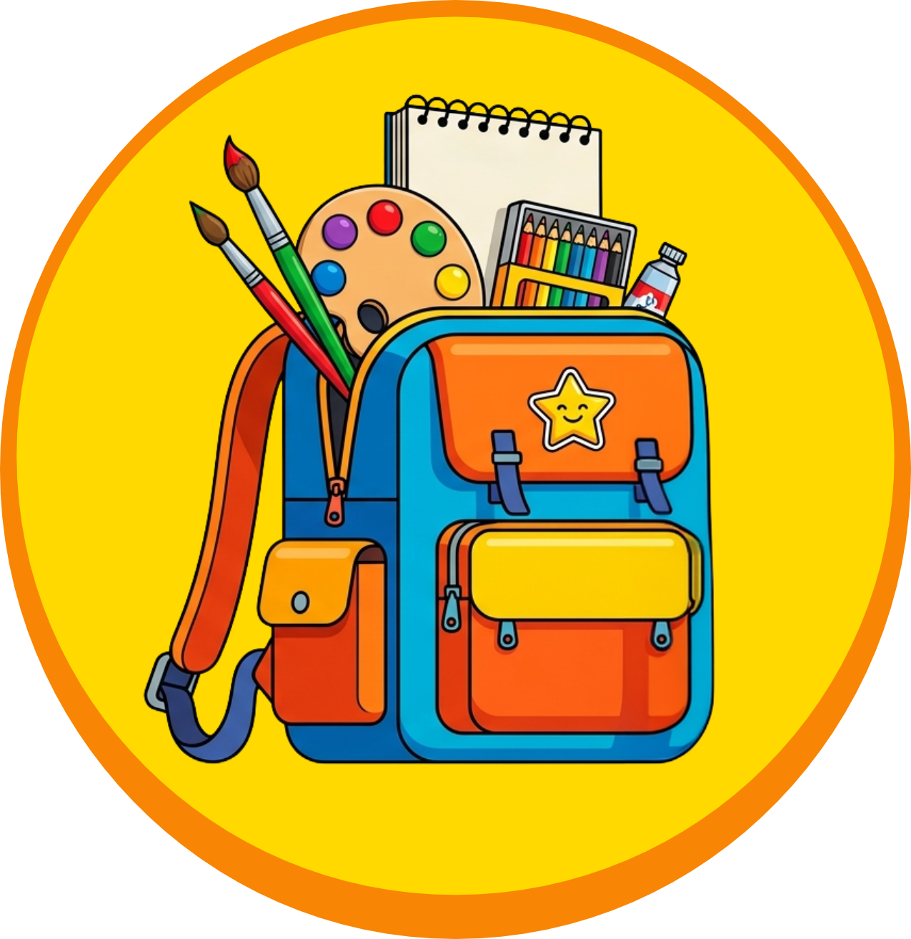Mochila con kit de dibujo y pintura